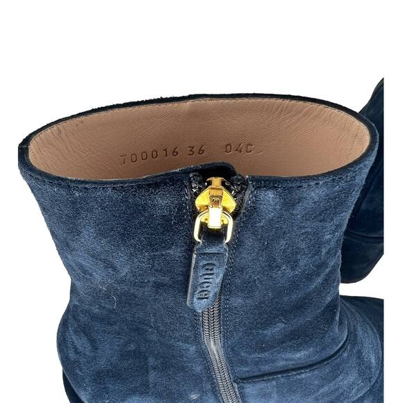 Gucci Blondie Block Heel Booties in Blue Suede - Picture 12 of 14